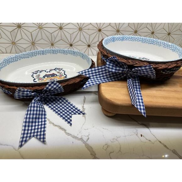 Teamson 1995 Country Home Oval Casserole Dishes in Original Baskets | Set‎ of 2 - Picture 5 of 6